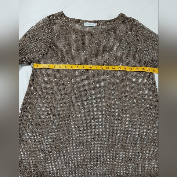 LULU-B Brown Sequin Mesh Top - Picture 6 of 9